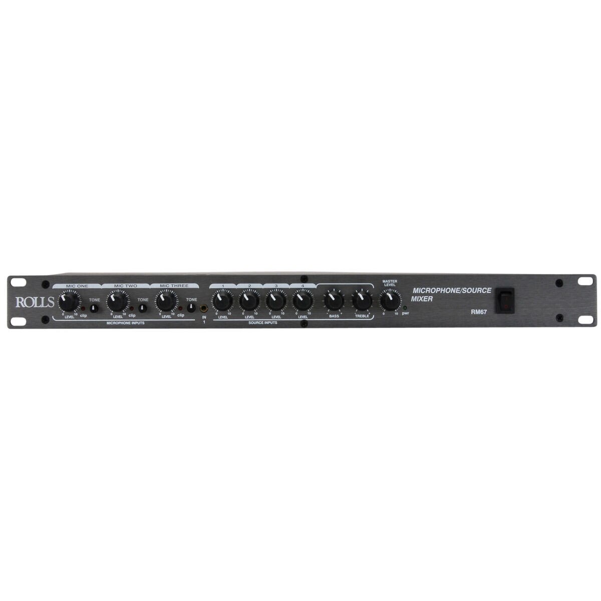 Rolls RM67 Rack Mount Mic/Line Mixer 3 XLR/4 RCA 1U